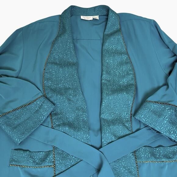 Gold Tag Victorias Secret Vintage Robe Large Blue Long Flowy 80s Luxurious READ - Picture 6 of 10